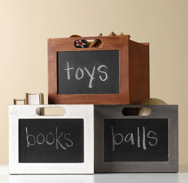 chalkboard shelf storage bins