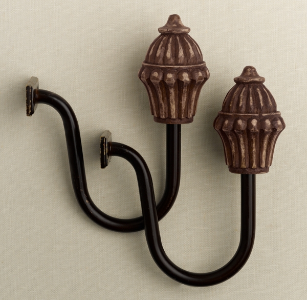 Weathered Wood Fluted Ball Tiebacks Set of 2