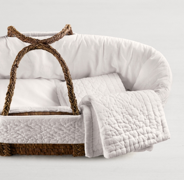 Heirloom Quilted Voile Moses Basket Bedding