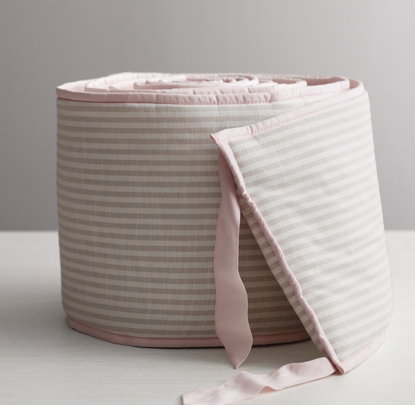 European Flax Stripe Crib Bumper