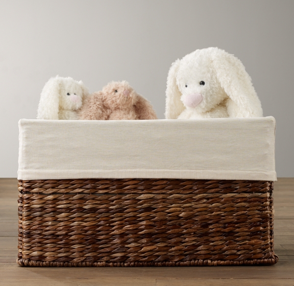 Textured Cotton Seagrass Closed Toy Basket Liner