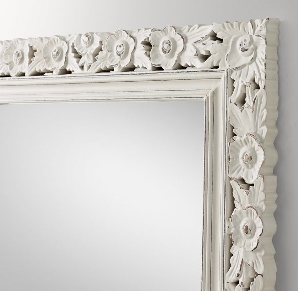 Vintage HandCarved Floral Leaner Mirror