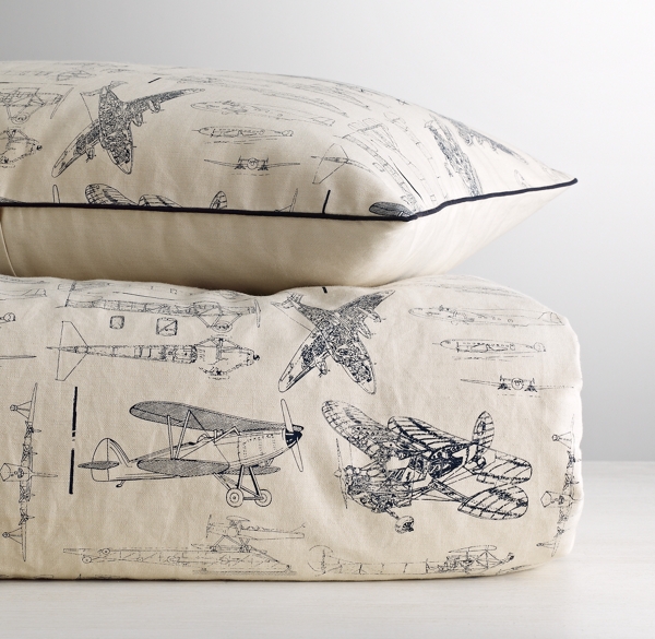 Vintage Airplane Blueprint Sham