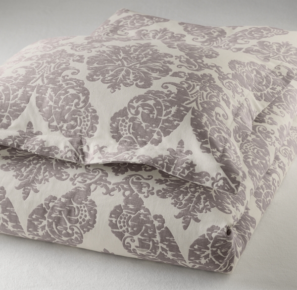 European Vintage-Washed Damask Matelassé Sham