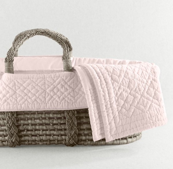 Heirloom Quilted Voile Moses Basket Bedding & Ash Basket Set