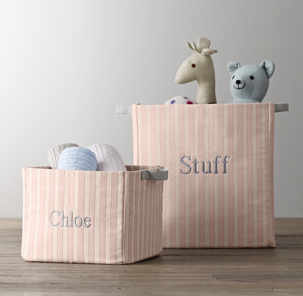 Printed Canvas Storage Bins Antique Stripe