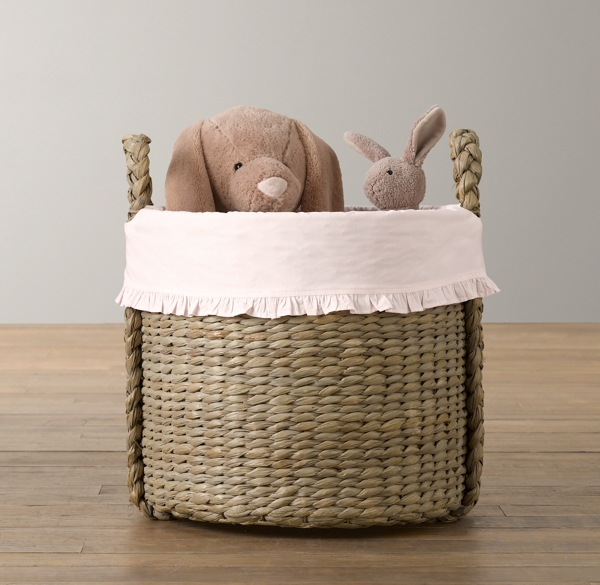 Ruffled Cotton Seagrass Oversized Toy Basket Liner