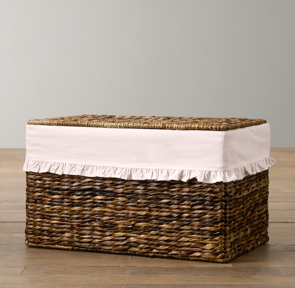Ruffled Cotton Seagrass Closed Toy Basket Liners