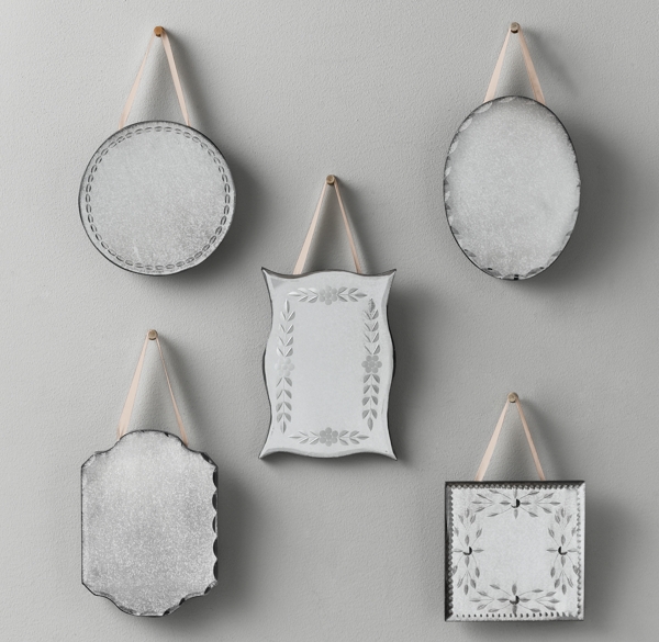 Mini Distressed Wall Mirrors Set of 5