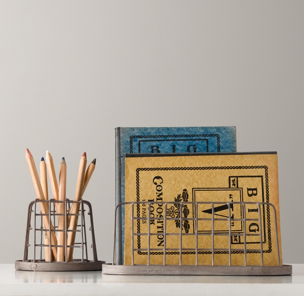 Industrial Desk Accessories - Pencil Cup & Paper Holder Set