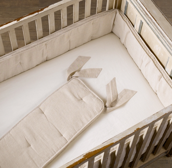 Washed Organic Linen Crib Bumper
