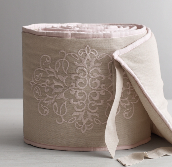 European Embroidered Trellis Crib Bumper