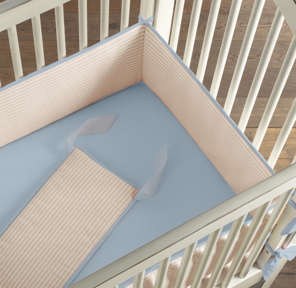 European Flax Stripe Crib Bumper