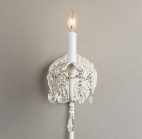 Brocade Single Sconce Aged White