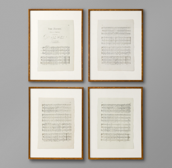 18th C. English Sheet Music Art - Set of 4