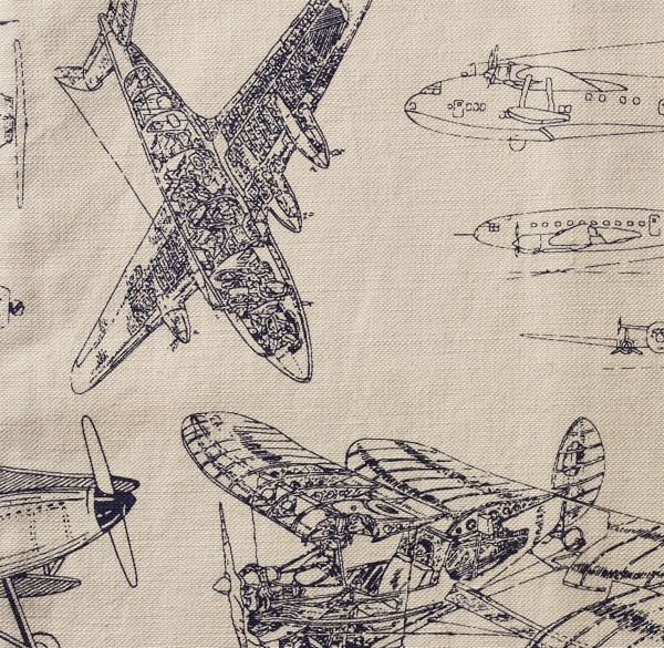 Vintage Airplane Blueprint Bedding Swatch