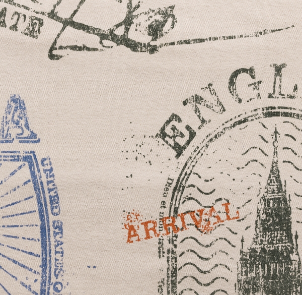 Vintage Passport Stamp Bedding Swatch