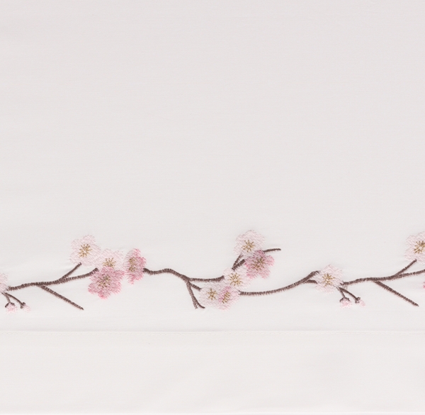 European Embroidered Cherry Blossom Bedding Swatch