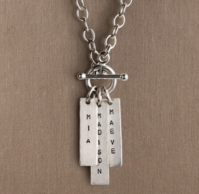 Sterling Silver Personalized Toggle Necklace