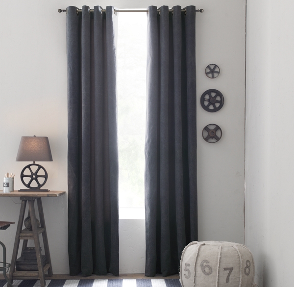 Vintage-Washed Cotton Canvas Drapery Panel