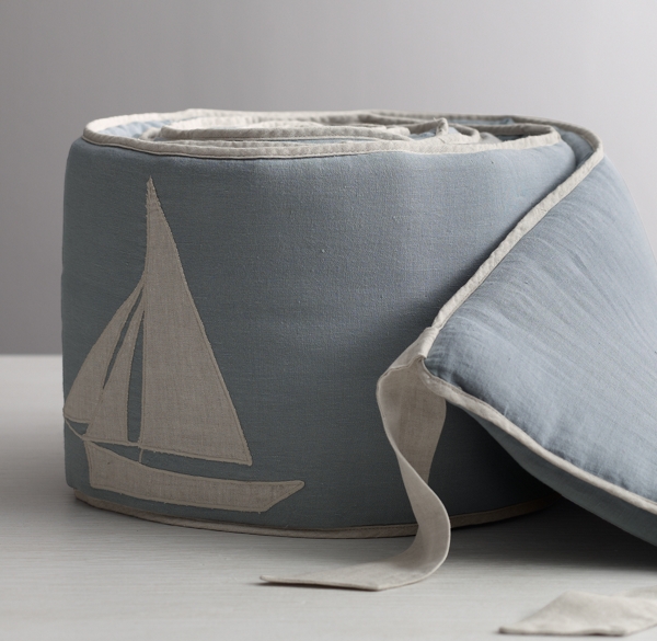 Appliquéd Linen Sailboat Bumper