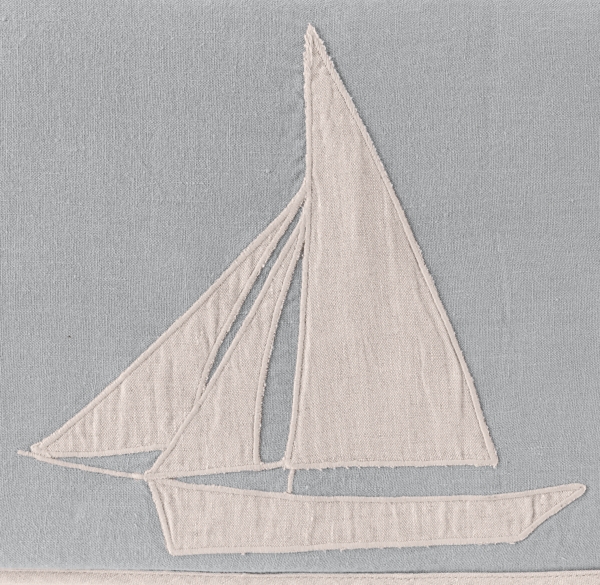 Appliquéd Linen Sailboat Bedding Swatch