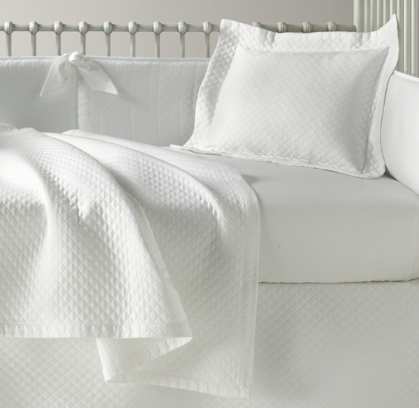 European Diamond Matelassé & Italian 600 Sateen Nursery Bedding Collection