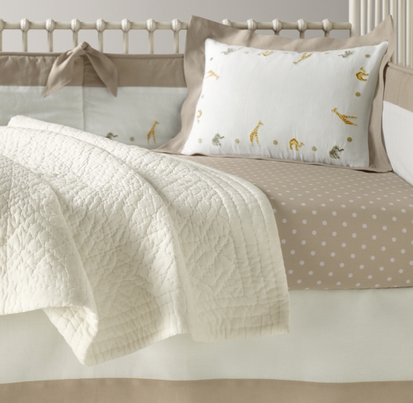 Embroidered Safari & European Pin Dot Nursery Bedding Collection
