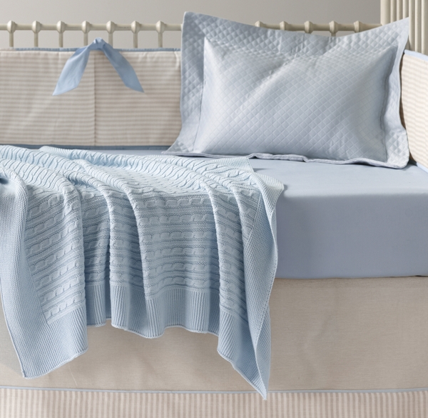 European Flax Stripe & Italian 600 Sateen Nursery Bedding Collection