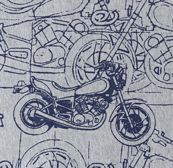 European Vintage Motorcycle Jersey Bedding Swatch