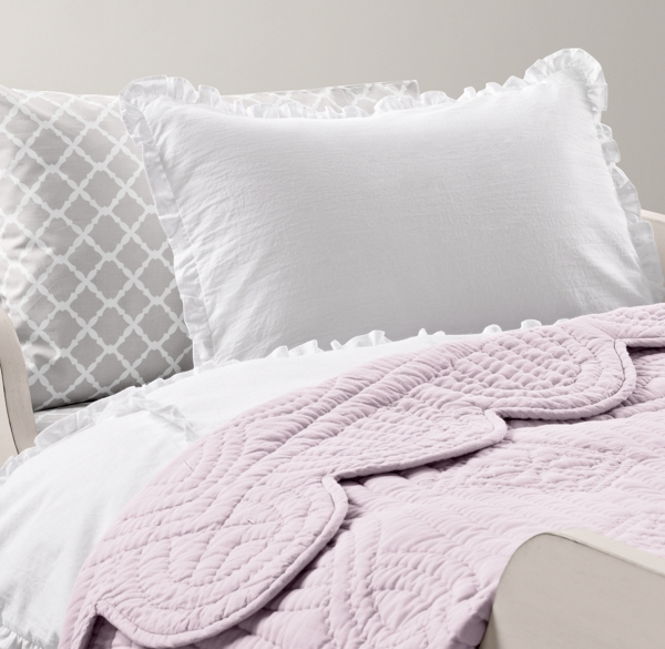 European Vintage-Washed Ruffle & European Trellis Percale Toddler Bedding Collection 