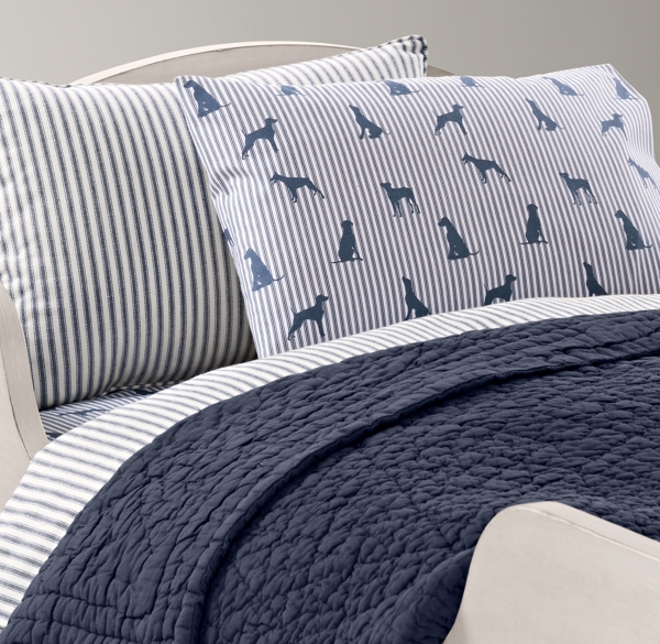 Henley Stripe & European Dog Silhouette Toddler Bedding Collection