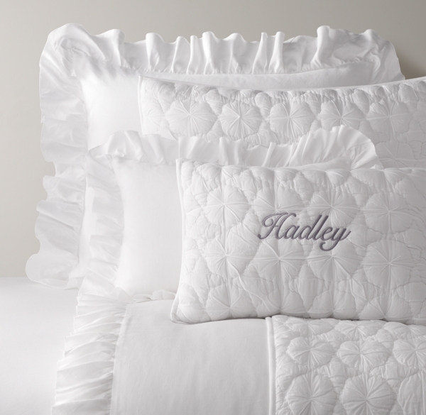 Frayed Ruffle & European Vintage-Washed Percale Bedding Collection