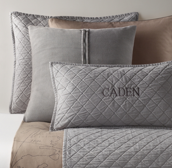 Atlas Print & European Vintage-Washed Percale Bedding Collection