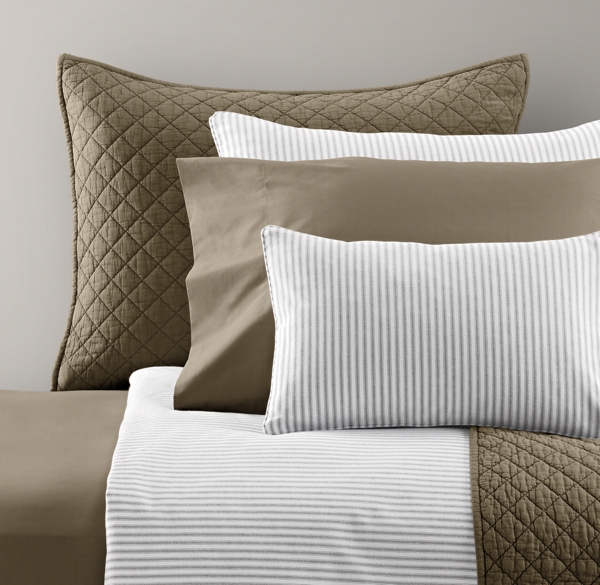 Henley Stripe & European Vintage-Washed Percale Bedding Collection