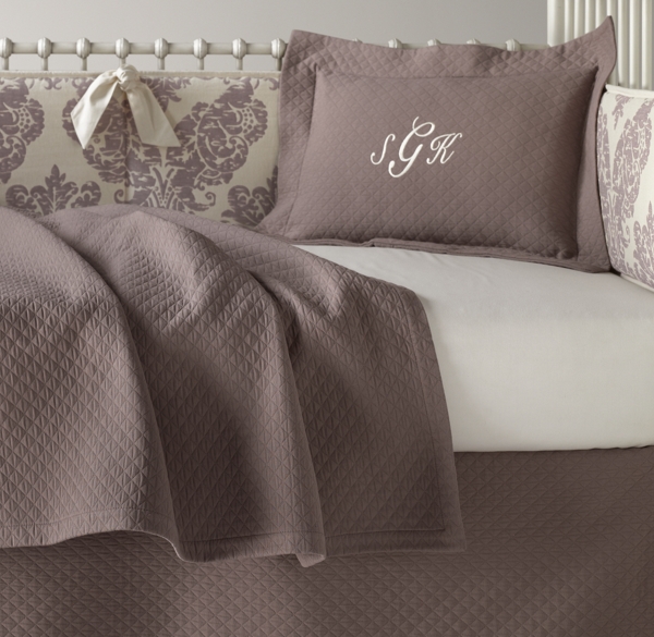 European Vintage-Washed Damask Matelassé & European Vintage-Washed Percale Nursery Bedding Collection