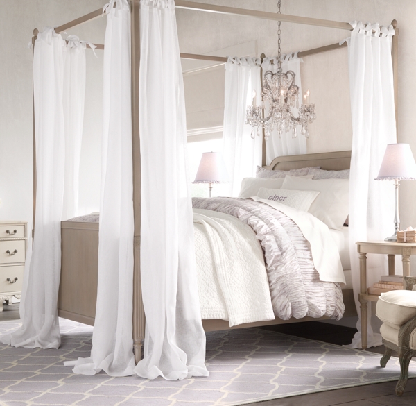 Sheer Belgian Linen Bed Canopy Panels set of 2