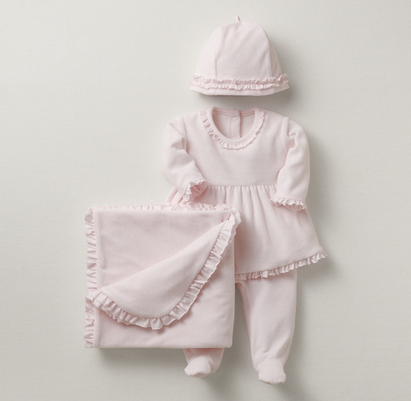 Ruffled Velour 4-Piece Infant Set