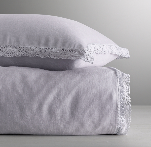 Garment-Dyed Crochet Linen Duvet Cover