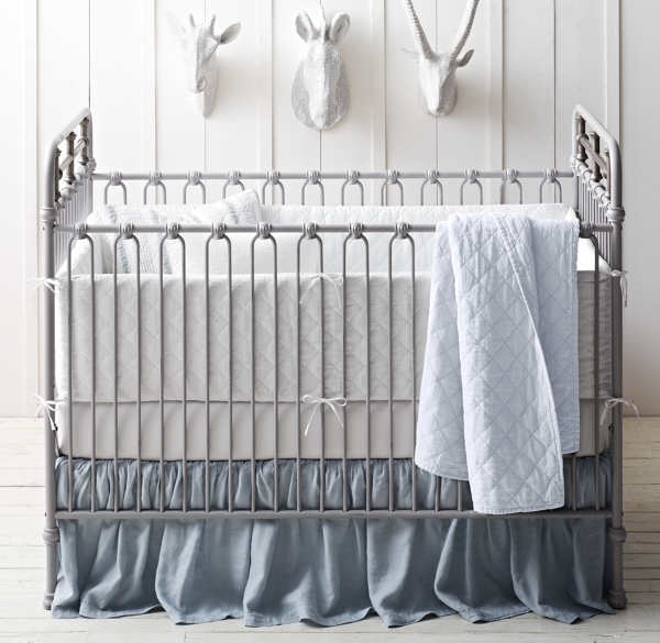 Garment-Dyed Diamond Quilted & Linen Nursery Bedding Collection