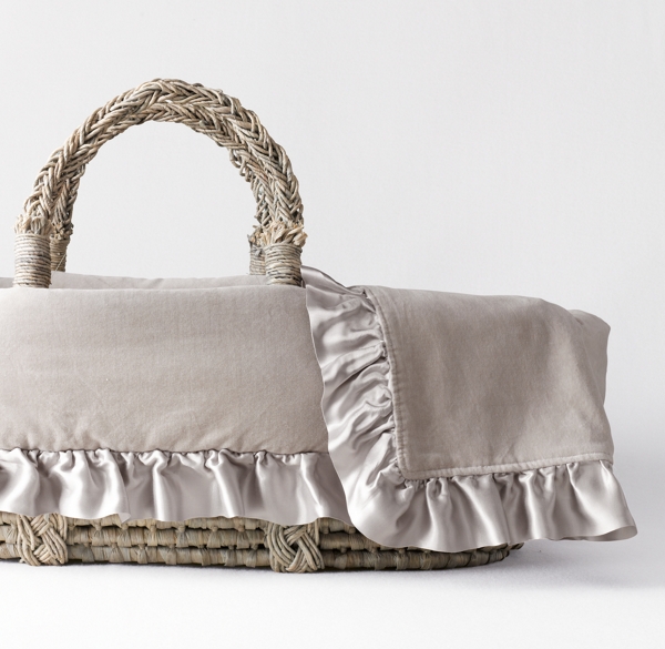 Washed Velvet Moses Basket Bedding & Ash Basket Set