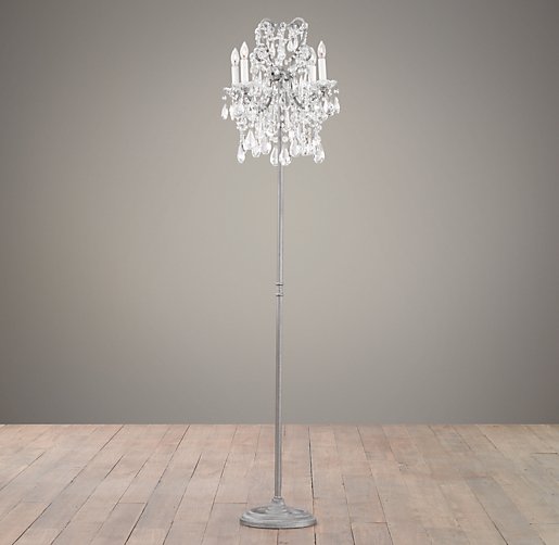 Manor Court Crystal 4-Arm Floor Lamp Aged Pewter | Floor ...