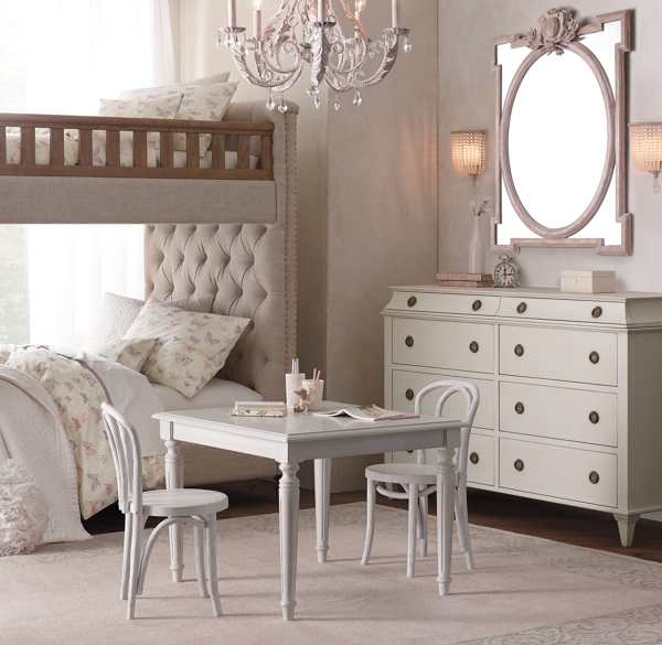 Juliette Small Dresser Mirror Antique Grey Linen