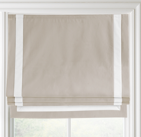 Appliquéd Frame Cotton Canvas Roman Shade