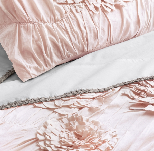 Washed Appliquéd Fleur & Vintage Crochet Bedding Collection