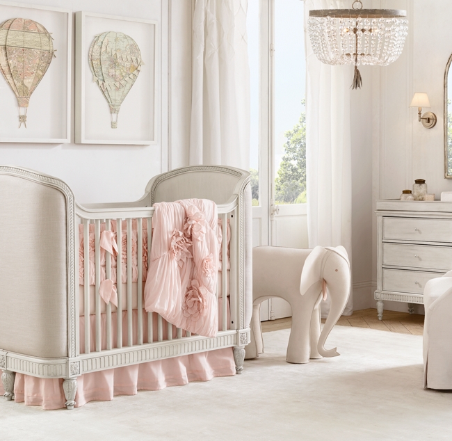 Belle Upholstered Crib Antique Grey Mist