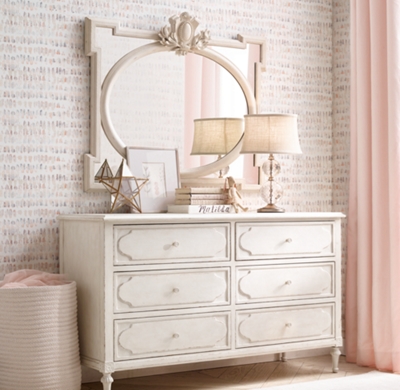 Juliette Horizontal Dresser Mirror, White Horizontal Dresser With Mirror