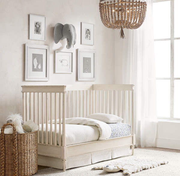 white spindle crib