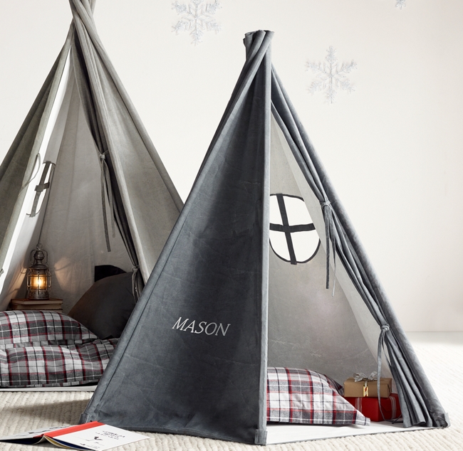 Distressed Canvas Indoor Play Tent Charcoal