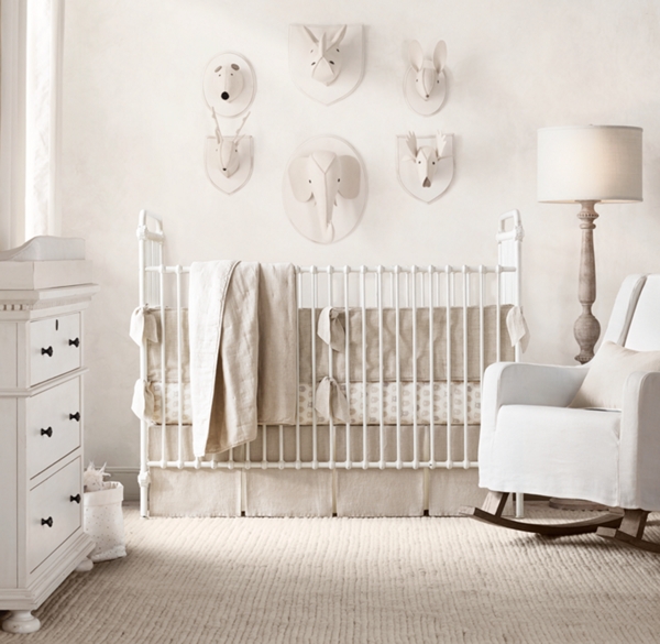 white iron baby bed